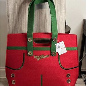 Disney Parks EPCOT Germany Lederhosen Heavy Felt Tote Bag Purse Red Green NEW